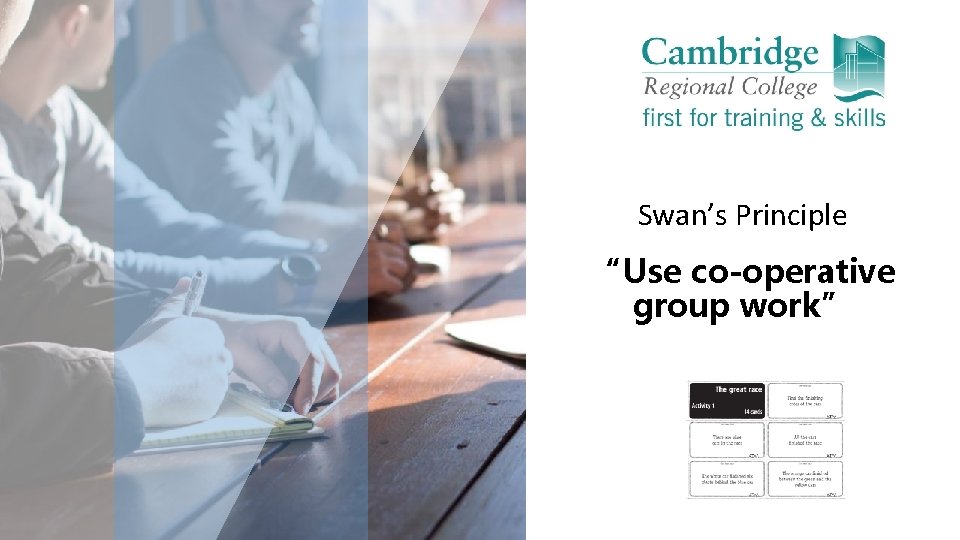 Swan’s Principle “Use co-operative group work” 