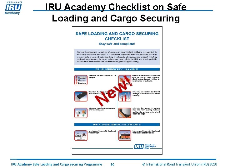 IRU Academy Checklist on Safe Loading and Cargo Securing e N IRU Academy Safe