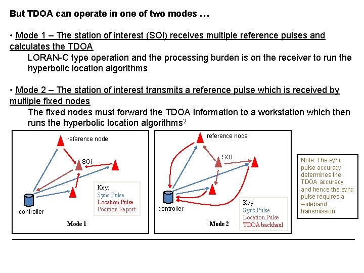 But TDOA can operate in one of two modes … • Mode 1 –