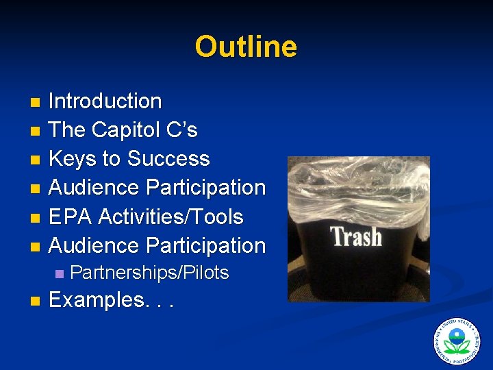 Outline Introduction n The Capitol C’s n Keys to Success n Audience Participation n