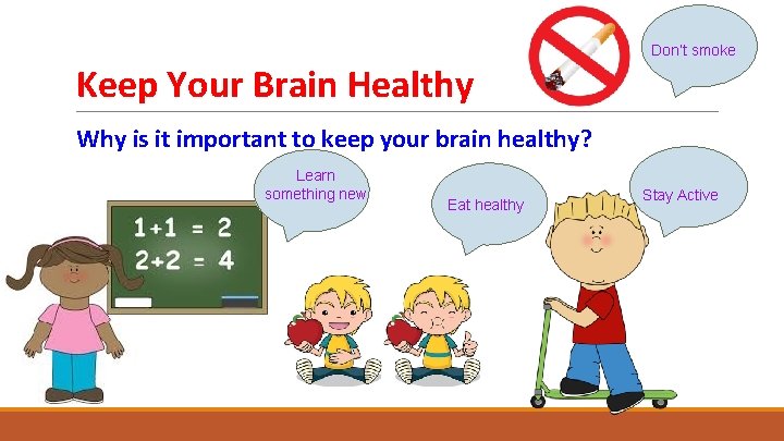 Don’t smoke Keep Your Brain Healthy Why is it important to keep your brain