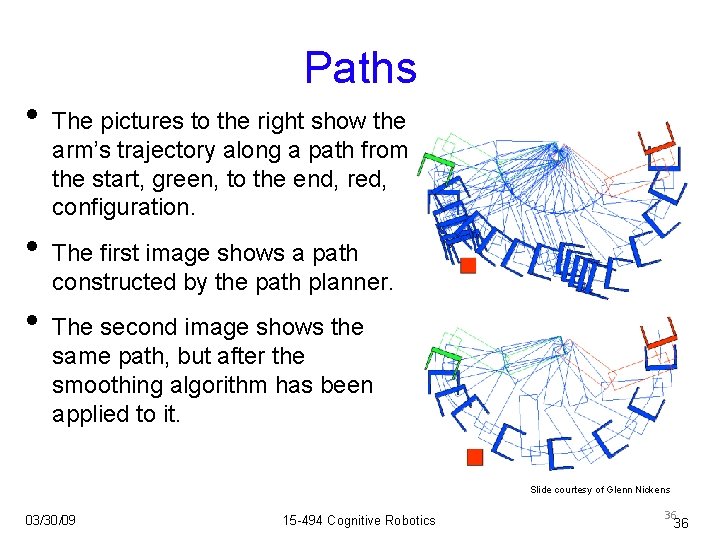 Paths • The pictures to the right show the arm’s trajectory along a path