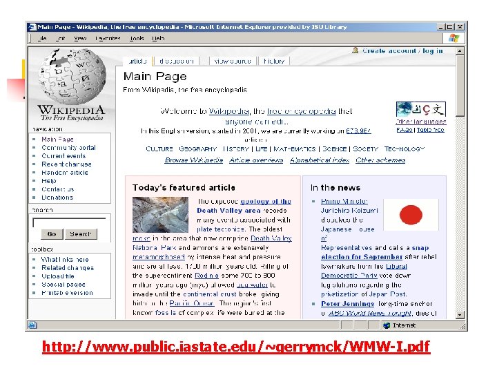 http: //www. public. iastate. edu/~gerrymck/WMW-I. pdf 