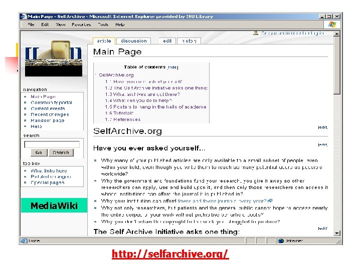 Media. Wiki http: //selfarchive. org/ 