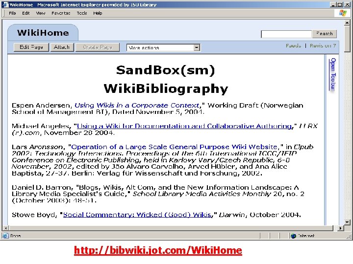 http: //bibwiki. jot. com/Wiki. Home 