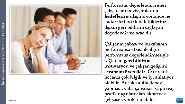 Performans değerlendirmeleri, çalışanlara pozisyonlarının hedeflerine ulaşma yönünde ne kadar ilerleme kaydettiklerine ilişkin geri bildirim