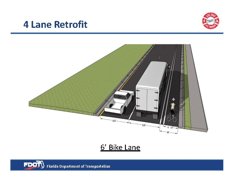 4 Lane Retrofit 6’ Bike Lane Florida Department of Transportation 