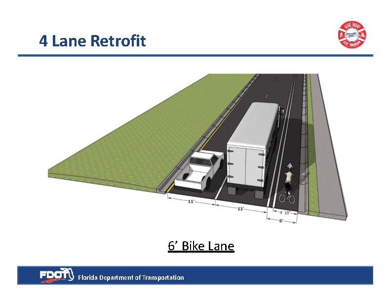 4 Lane Retrofit 6’ Bike Lane Florida Department of Transportation 