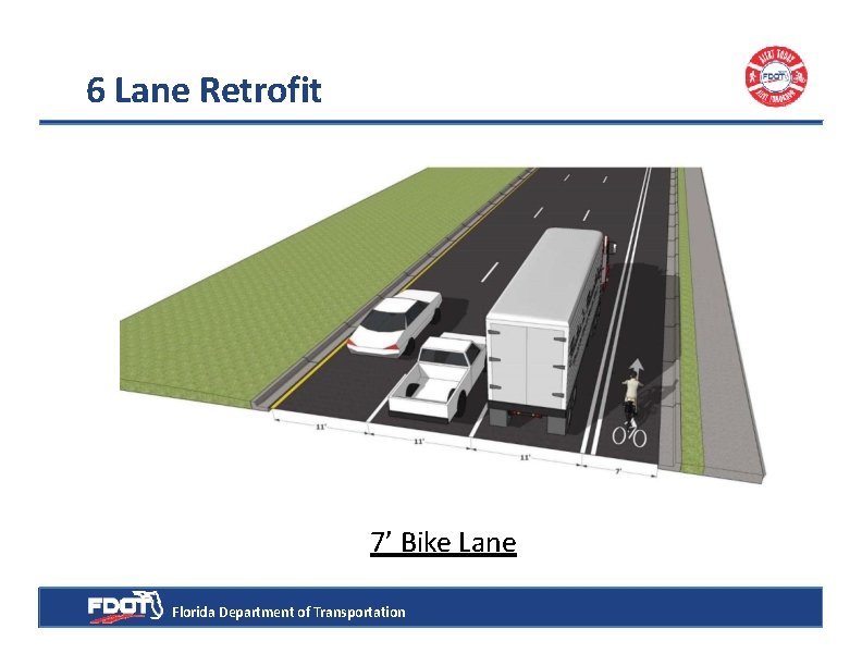 6 Lane Retrofit 7’ Bike Lane Florida Department of Transportation 