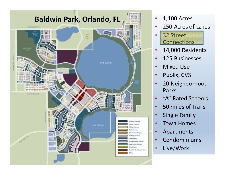 Baldwin Park, Orlando, FL • 1, 100 Acres • 250 Acres of Lakes •