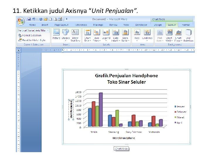 11. Ketikkan judul Axisnya “Unit Penjualan”. 