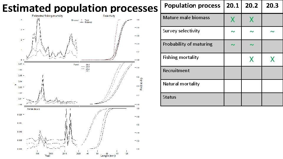 Estimated population processes Population process 20. 1 20. 2 Mature male biomass X X