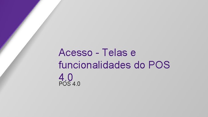 Acesso - Telas e funcionalidades do POS 4. 0 
