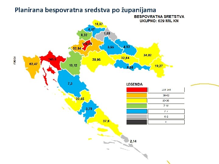 Planirana bespovratna sredstva po županijama 