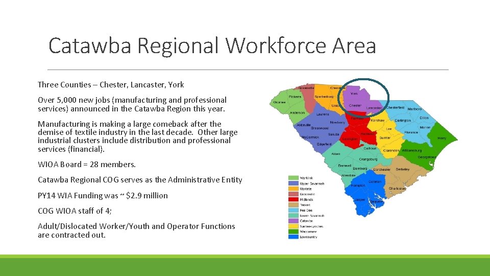 Catawba Regional Workforce Area Three Counties – Chester, Lancaster, York Over 5, 000 new