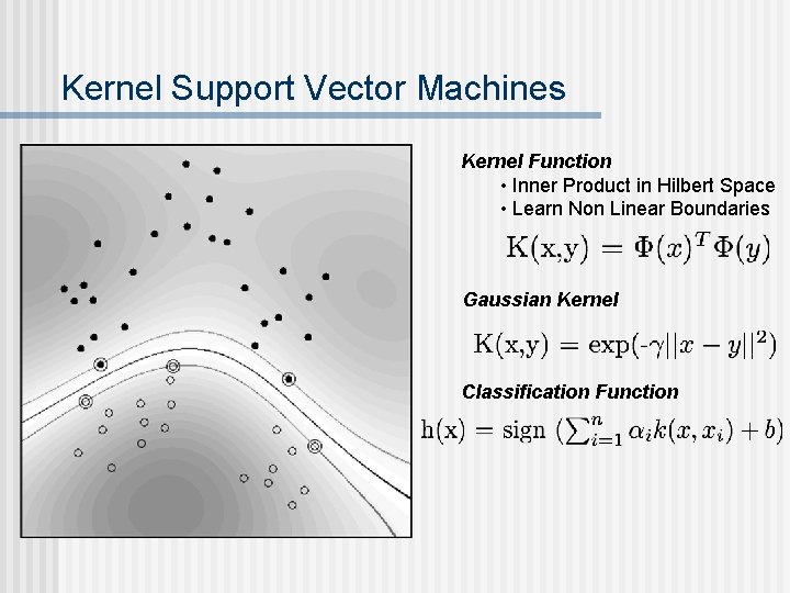 Kernel Support Vector Machines Kernel Function • Inner Product in Hilbert Space • Learn Kernel Support Vector Machines Kernel Function • Inner Product in Hilbert Space • Learn