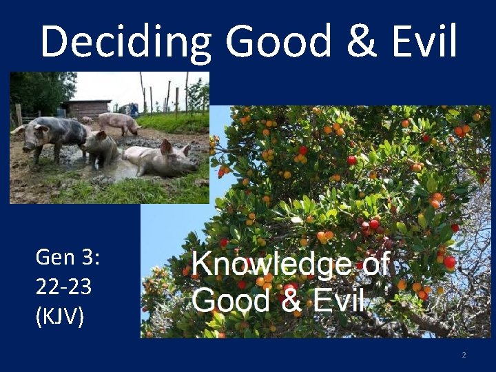 Deciding Good & Evil Gen 3: 22 -23 (KJV) 2 