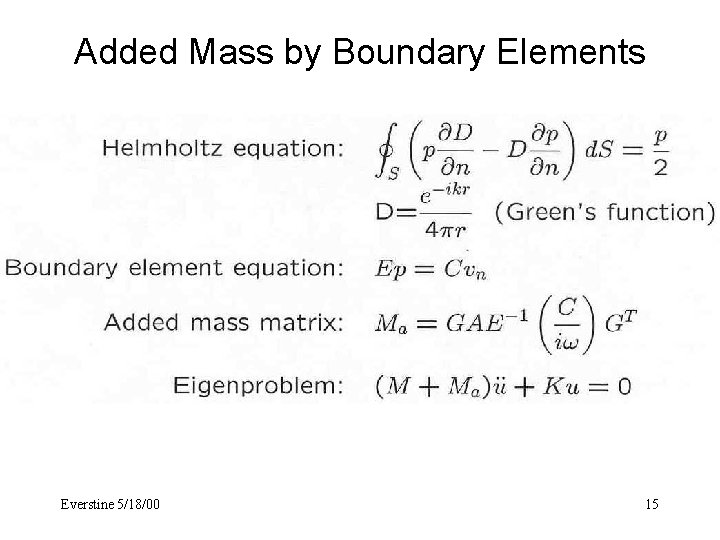 Added Mass by Boundary Elements Everstine 5/18/00 15 