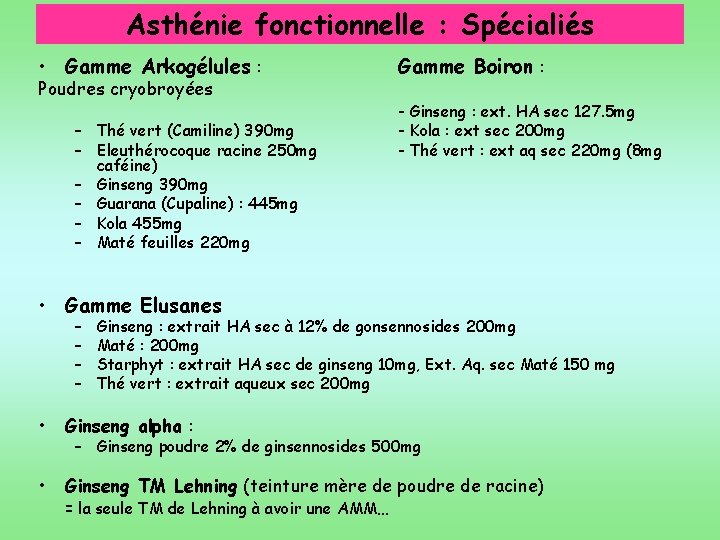 Asthénie fonctionnelle : Spécialiés • Gamme Arkogélules : Poudres cryobroyées – Thé vert (Camiline)