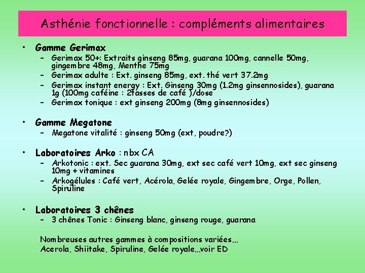 Asthénie fonctionnelle : compléments alimentaires • Gamme Gerimax • Gamme Megatone • Laboratoires Arko