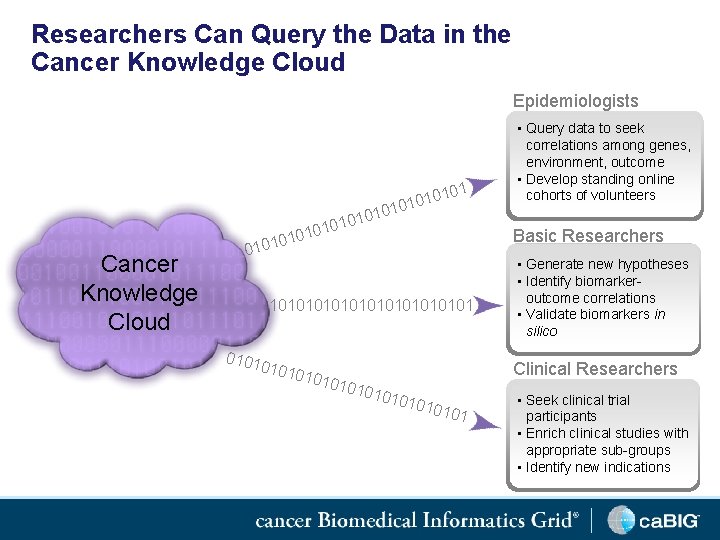 Researchers Can Query the Data in the Cancer Knowledge Cloud Epidemiologists Cancer Knowledge Cloud