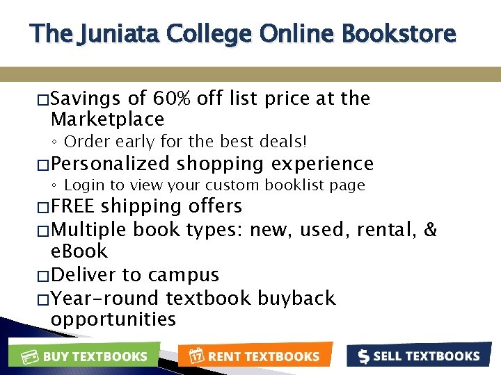 The Juniata College Online Bookstore � Savings of 60% off list price at the