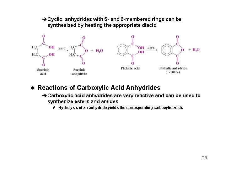 èCyclic anhydrides with 5 - and 6 -membered rings can be synthesized by heating