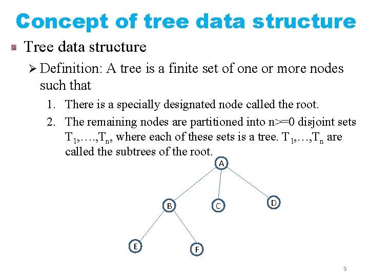 UNIT III Trees Syllabus Difference in linear and