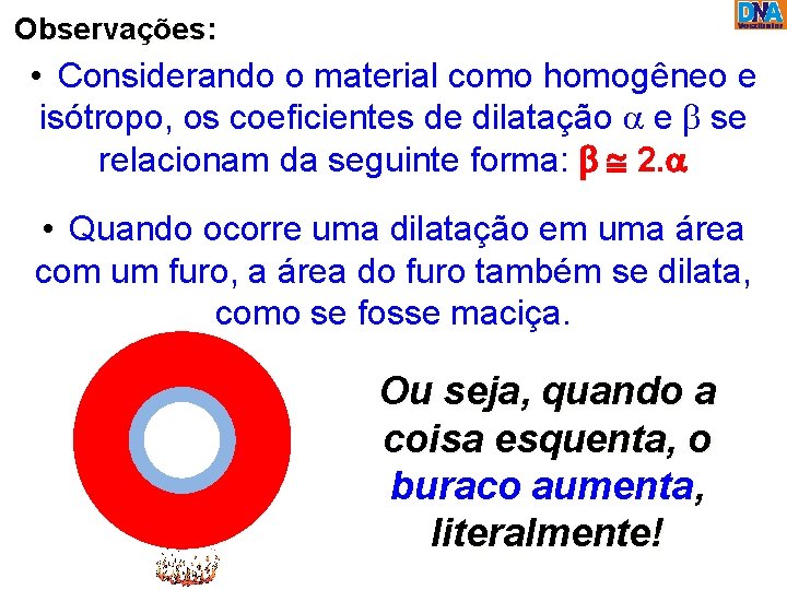 Observações: • Considerando o material como homogêneo e isótropo, os coeficientes de dilatação a