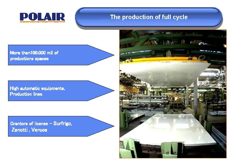 The production of full cycle More than 100. 000 m 2 of productions spaces