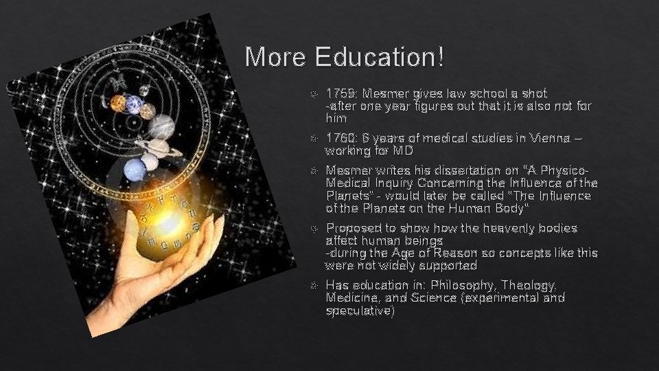 More Education! 1759: Mesmer gives law school a shot -after one year figures out More Education! 1759: Mesmer gives law school a shot -after one year figures out