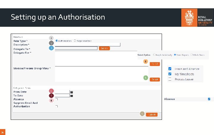 Setting up an Authorisation 34 