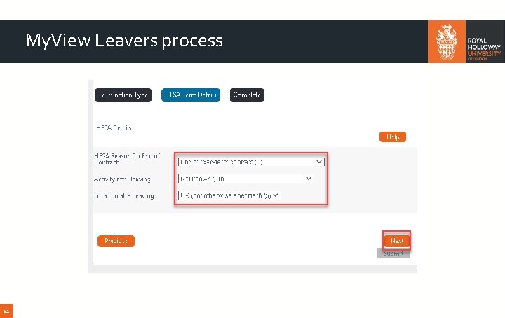 My. View Leavers process 61 