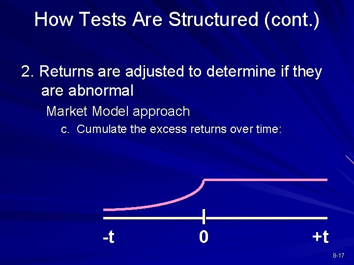 How Tests Are Structured (cont. ) 2. Returns are adjusted to determine if they