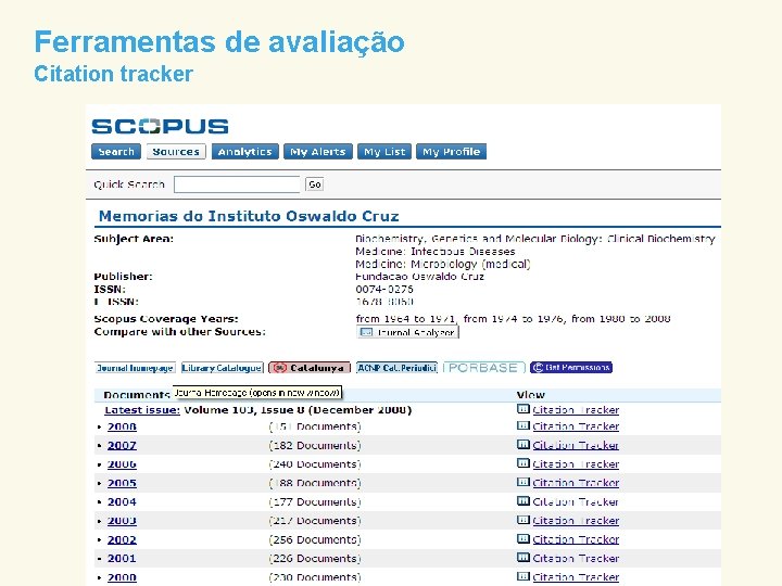 Ferramentas de avaliação Citation tracker 