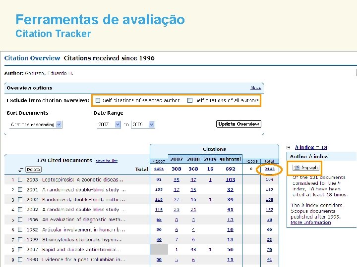Ferramentas de avaliação Citation Tracker 