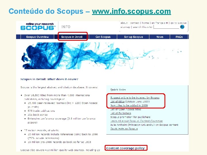 Conteúdo do Scopus – www. info. scopus. com 