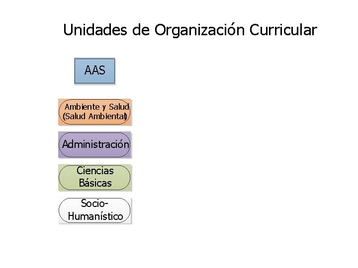 Unidades de Organización Curricular AAS Ambiente y Salud (Salud Ambiental) Administración Ciencias Básicas Socio.