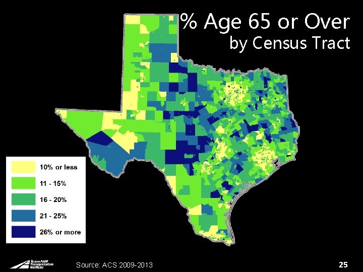 % Age 65 or Over by Census Tract Source: ACS 2009 -2013 25 