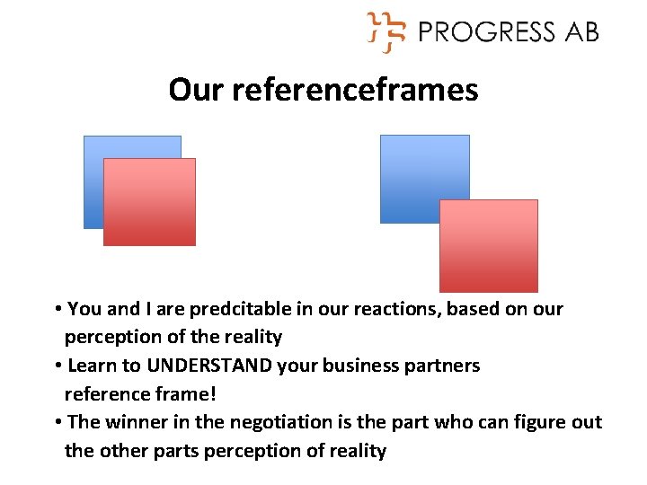 Our referenceframes • You and I are predcitable in our reactions, based on our