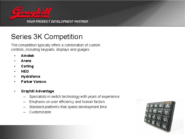 Series 3 K Competition The competition typically offers a combination of custom controls, including