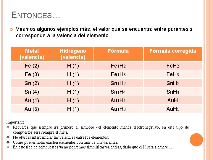 ENTONCES… Veamos algunos ejemplos más, el valor que se encuentra entre paréntesis corresponde a