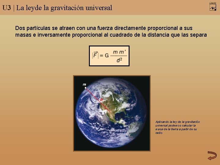 U 3 | La leyde la gravitación universal Dos partículas se atraen con una