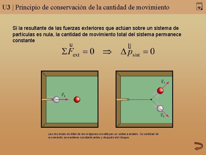 U 3 | Principio de conservación de la cantidad de movimiento Si la resultante