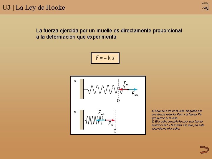 U 3 | La Ley de Hooke La fuerza ejercida por un muelle es
