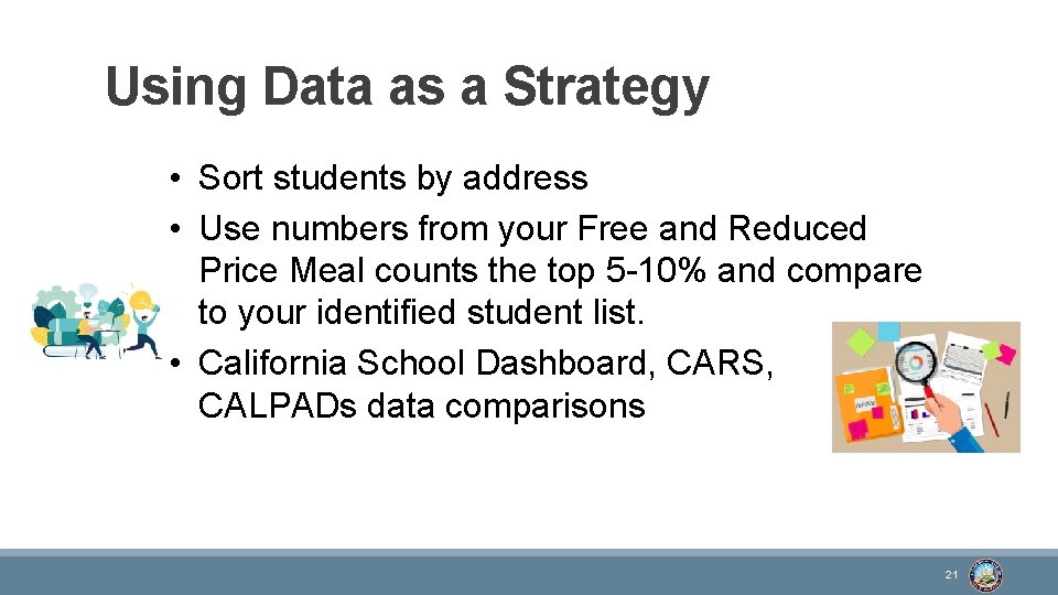 Using Data as a Strategy • Sort students by address • Use numbers from