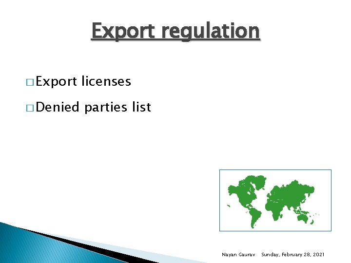 Export regulation � Export � Denied licenses parties list Nayan Gaurav Sunday, February 28,