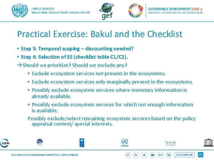 Practical Exercise: Bakul and the Checklist • Step 5: Temporal scoping – discounting needed?