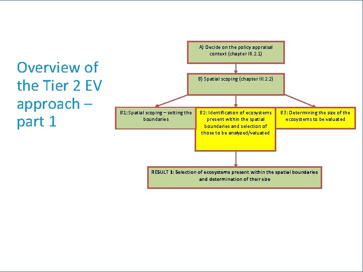 Overview of the Tier 2 EV approach – part 1 A) Decide on the