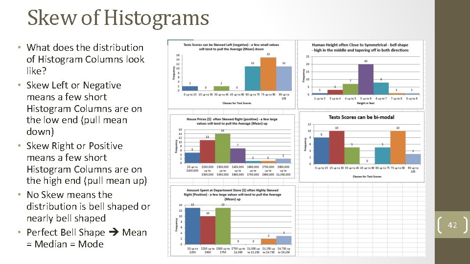 Skew of Histograms • What does the distribution of Histogram Columns look like? •